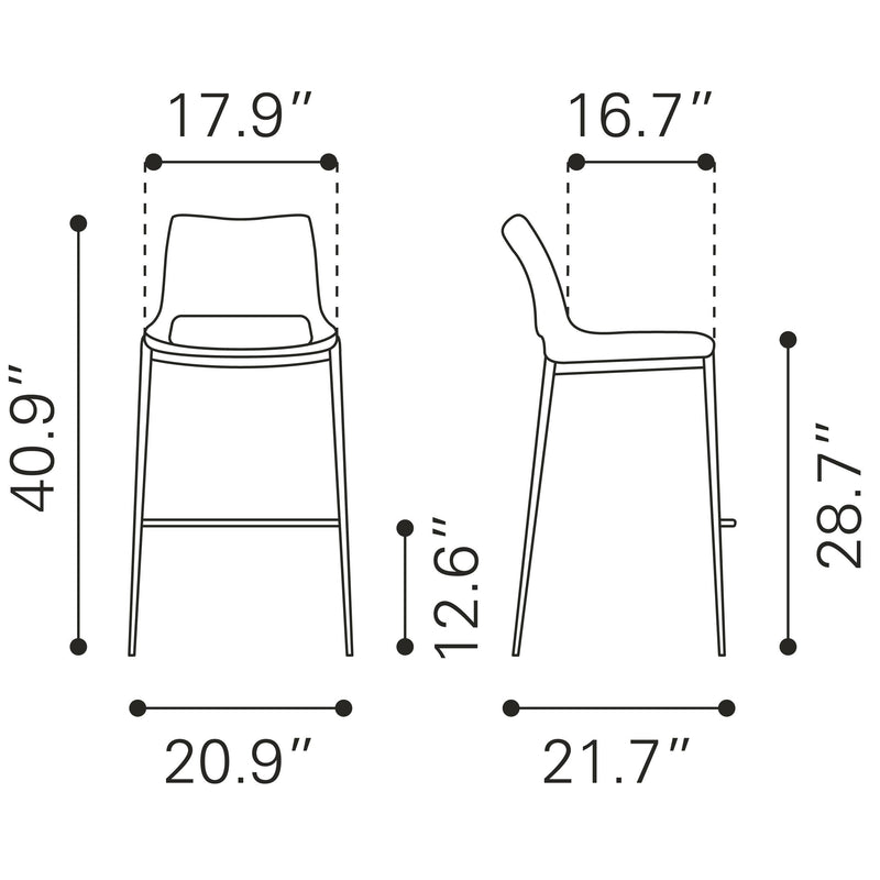 Zuo Ace 109389 Barstool - Dark Grey & Walnut IMAGE 9