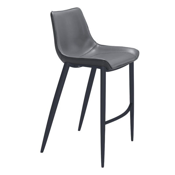 Zuo Magnus 109391 Barstool - Dark Grey & Black IMAGE 1