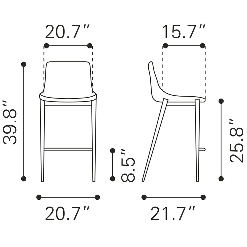 Zuo Magnus 109392 Counter Stool - Dark Grey & Black IMAGE 8