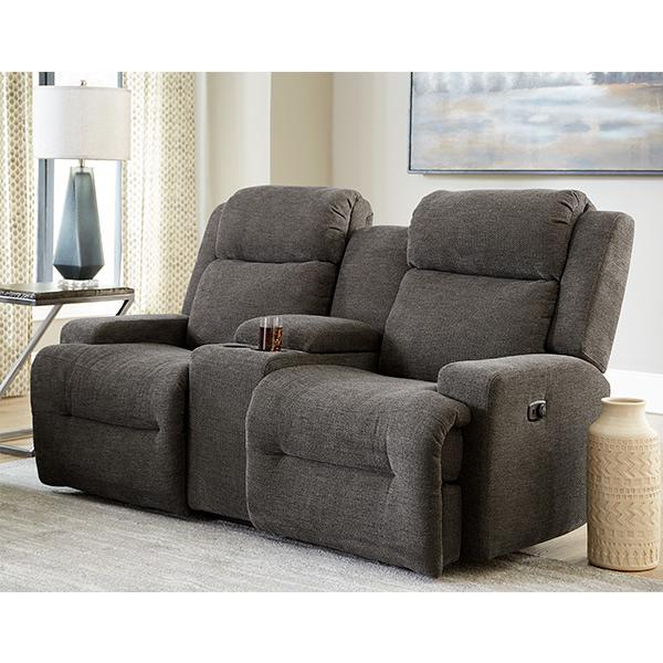 Best Home Furnishings O'Neil Reclining Fabric Loveseat with Console O'Neil L920RY4 Reclinig Loveseat with Console - Charcoal IMAGE 5