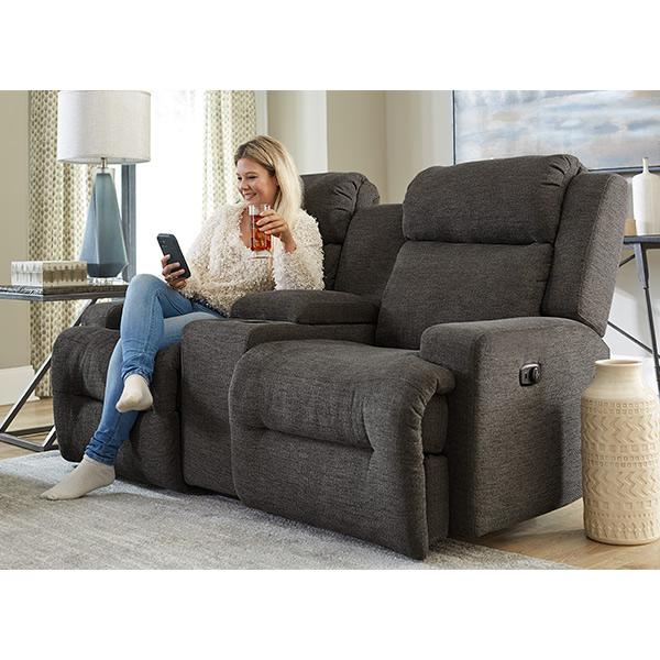 Best Home Furnishings O'Neil Reclining Fabric Loveseat with Console O'Neil L920RY4 Reclinig Loveseat with Console - Charcoal IMAGE 6