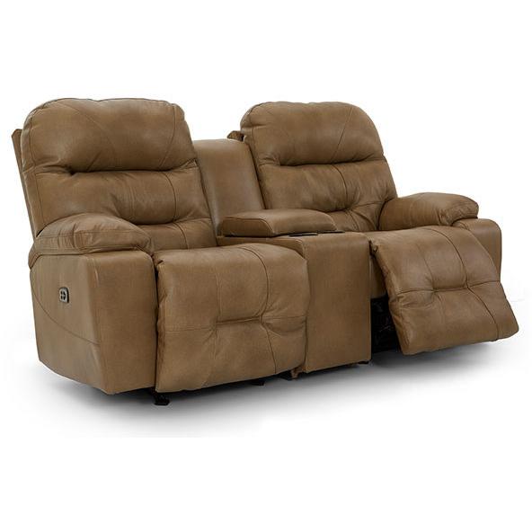 Best Home Furnishings Ryson Reclining Leather Loveseat with Console Ryson L850CY7 Reclinig Loveseat with Console - Stone IMAGE 2