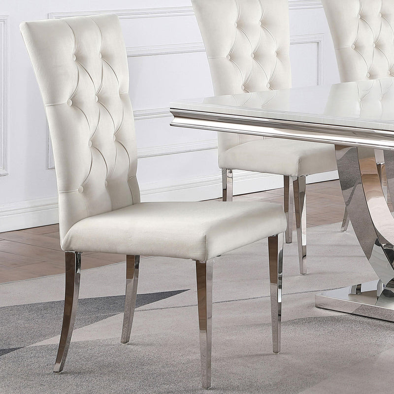 Coaster Furniture Kerwin 111102 Velvet Upholstered Dining Side Chair - White (Set of 2) IMAGE 9