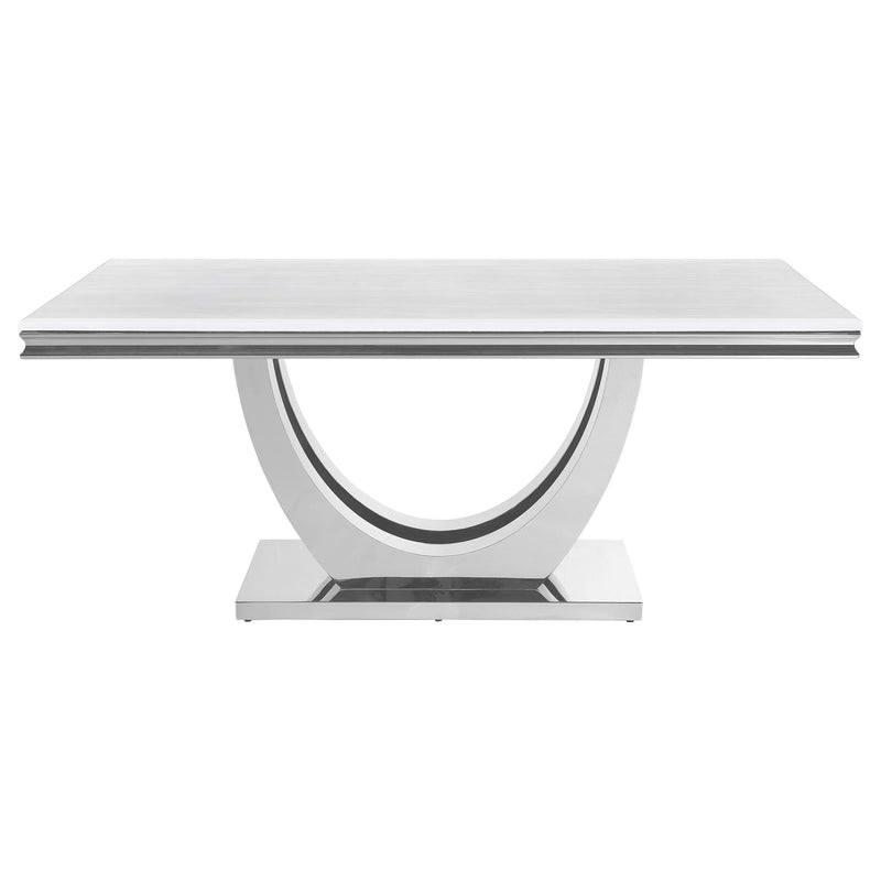 Coaster Furniture Kerwin Dining Table with Faux Marble Top and Pedestal Base 111101 IMAGE 2