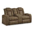  Signature Design by Ashley Wolfridge 6070318 Power Reclining Loveseat with Console and Adjustable Headrest IMAGE 1