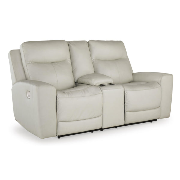  Signature Design by Ashley Mindanao U5950518 Power Reclining Loveseat with Console and Adjustable Headrest IMAGE 1