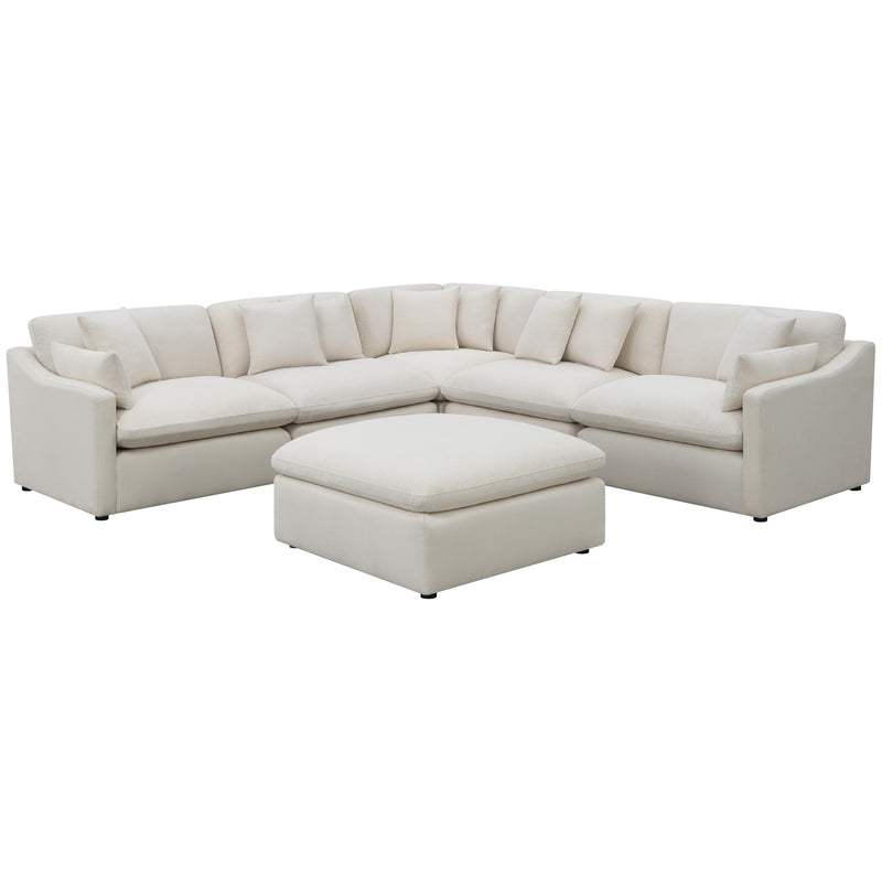  Coaster Furniture Hobson 551453 Square Upholstered Ottoman - Ivory IMAGE 3