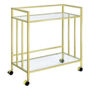  Coaster Furniture Cara 181381 2-tier Rectangular Glass Shelf Metal Bar Cart - Brass IMAGE 1