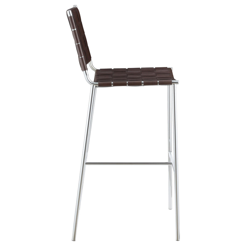 Coaster Furniture Adelaide 183584 Upholstered Pub Height Bar Stool - Brown and Chrome IMAGE 7