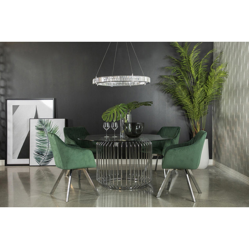  Coaster Furniture Veena 193430BG Round 60-inch Glass Top Metal Dining Table - Chrome IMAGE 2
