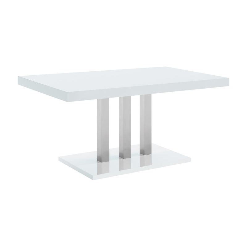  Coaster Furniture Brooklyn 193811 Rectangular 63-inch Dining Table - White High Gloss IMAGE 1