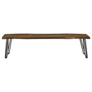  Coaster Furniture Neve 193863 Live Edge Wood Dining Bench Hairpin Legs - Grey Sheesham IMAGE 3