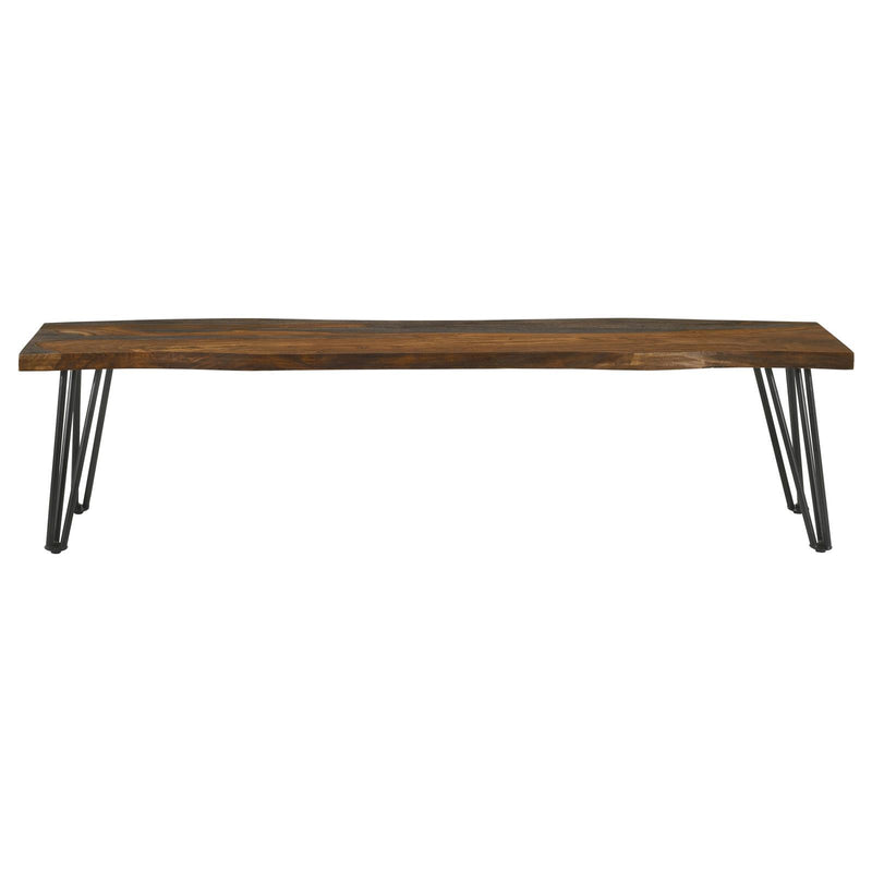  Coaster Furniture Neve 193863 Live Edge Wood Dining Bench Hairpin Legs - Grey Sheesham IMAGE 3