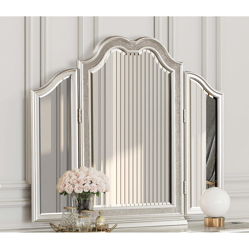  Coaster Furniture Evangeline 223398 Tri-Fold Vanity Mirror - Silver Oak IMAGE 4