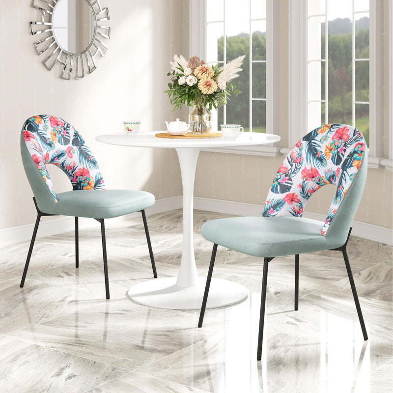 Zuo Bethpage 109367 Dining Chair - Multicolor Print & Green IMAGE 10