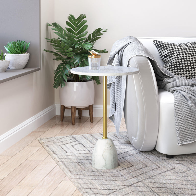 Zuo Cynthia 109562 Side Table - White & Gold IMAGE 7