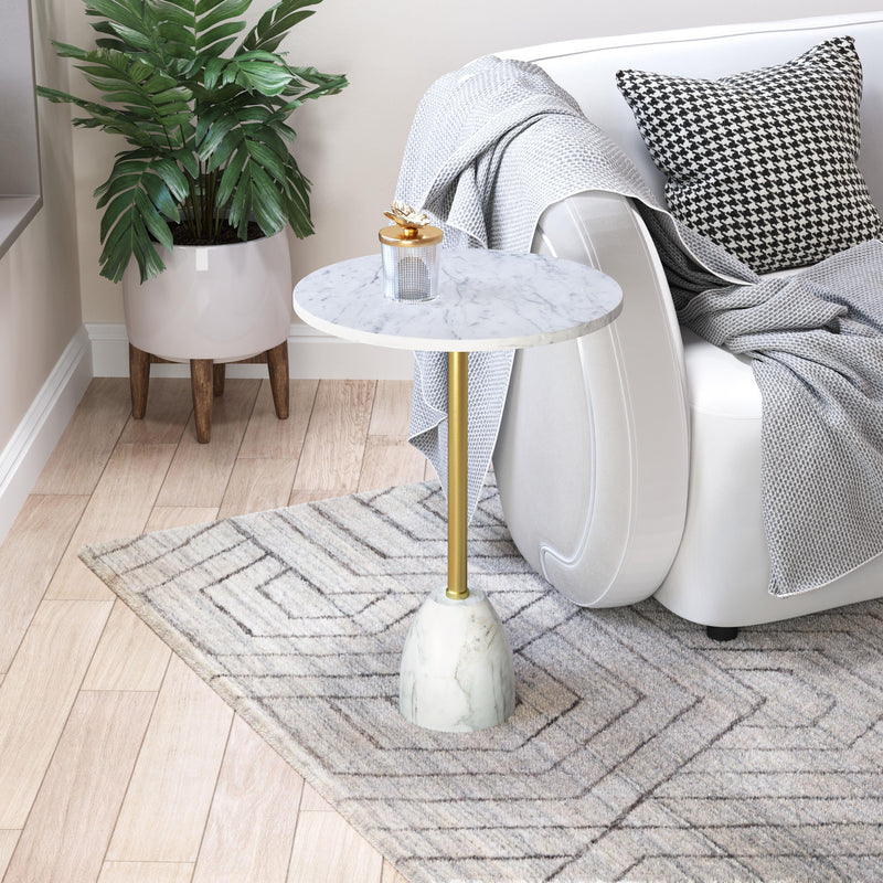 Zuo Cynthia 109562 Side Table - White & Gold IMAGE 8