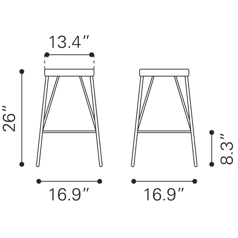 Zuo Samuel 109512 Counter Stool - Vintage Black IMAGE 6