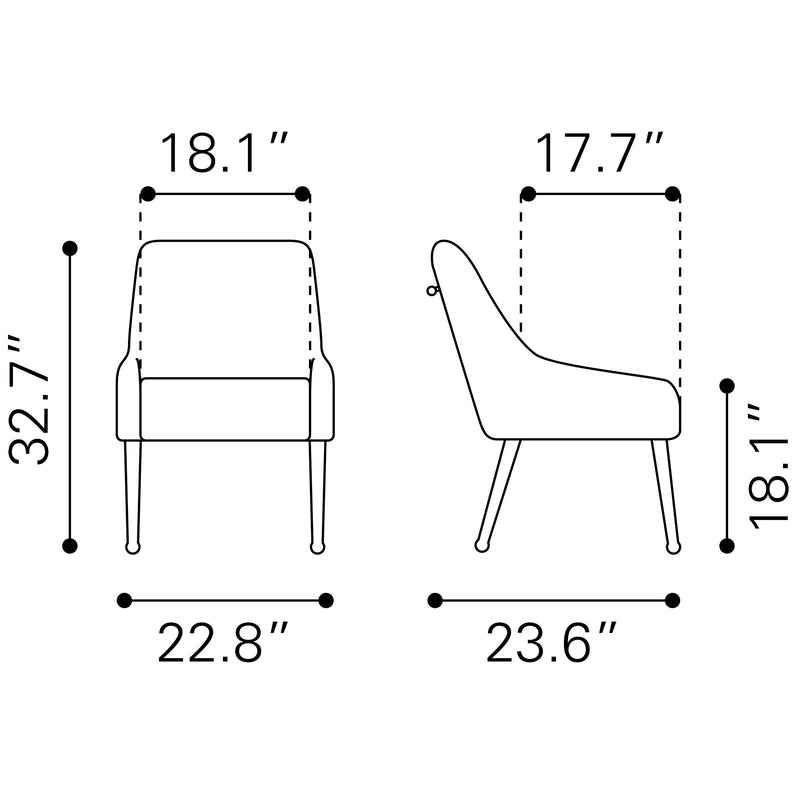 Zuo Maxine 109713 Dining Chair - Grey & Gold IMAGE 11