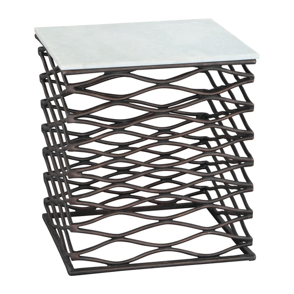 Zuo Duke 109456 Side Table - White & Antique Bronze IMAGE 1
