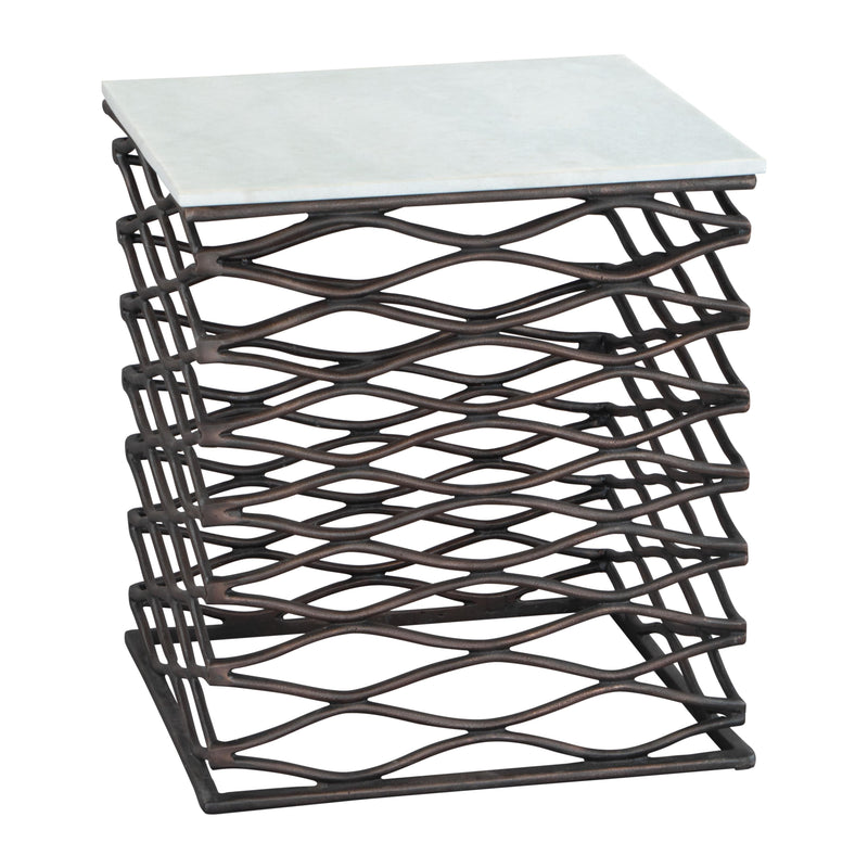 Zuo Duke 109456 Side Table - White & Antique Bronze IMAGE 1