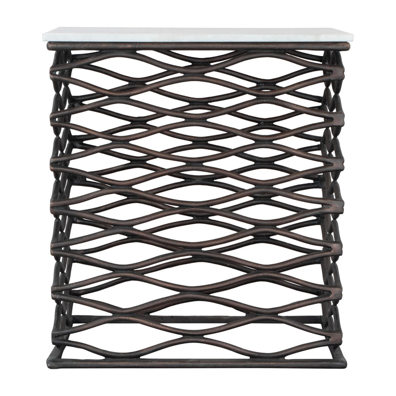 Zuo Duke 109456 Side Table - White & Antique Bronze IMAGE 2