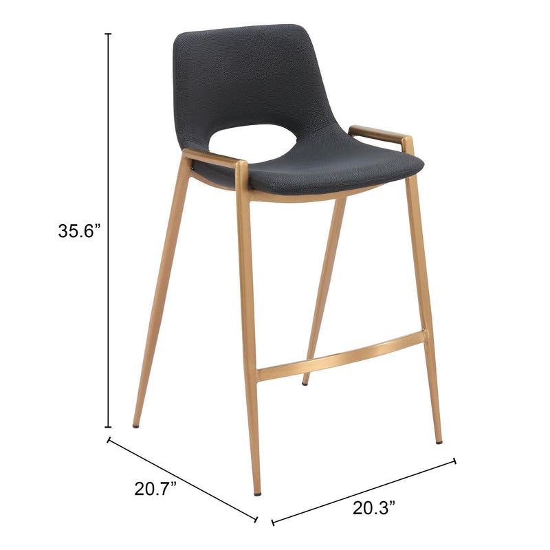 Zuo Desi 109552 Counter Stool - Black & Gold IMAGE 10