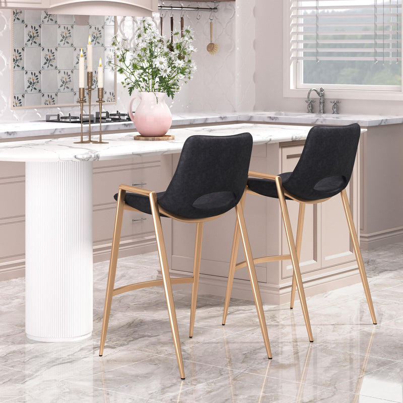 Zuo Desi 109552 Counter Stool - Black & Gold IMAGE 9