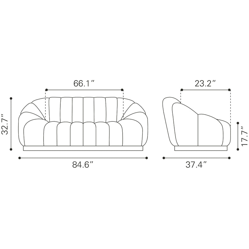 Zuo Bhutan 109342 Sofa - Light Grey IMAGE 11