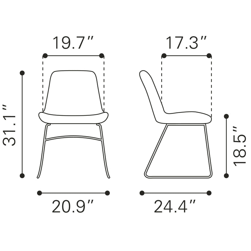 Zuo Tammy 109336 Dining Chair - Vintage Brown IMAGE 10
