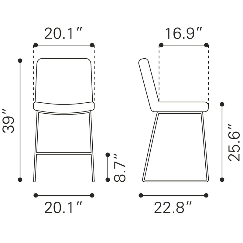 Zuo Mode 109480 Counter Stool - Yellow IMAGE 9