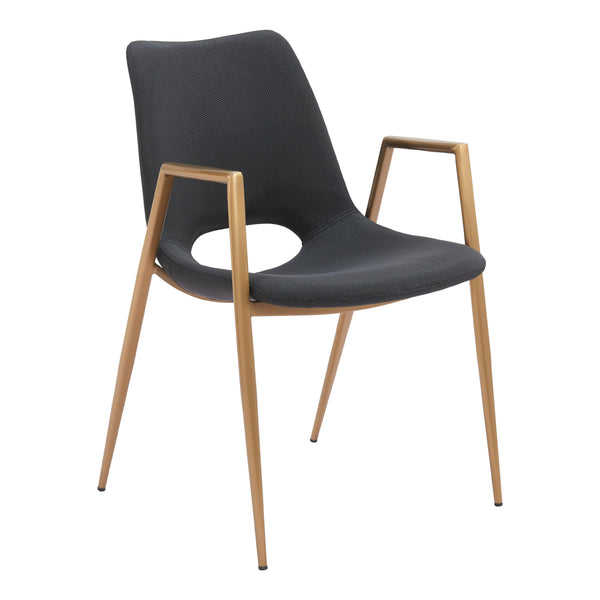Zuo Desi 109549 Dining Chair - Black & Gold IMAGE 1