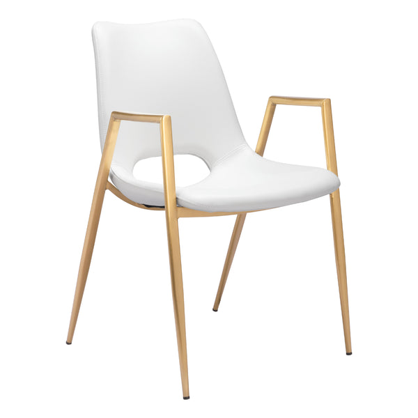 Zuo Desi 109550 Dining Chair - White & Gold IMAGE 1