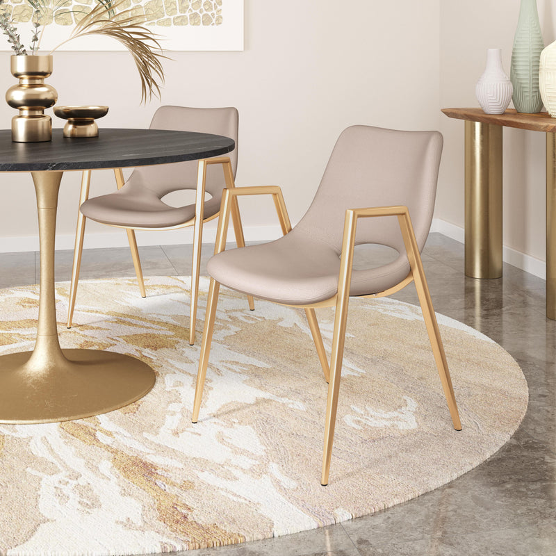 Zuo Desi 109731 Dining Chair - Beige & Gold IMAGE 7