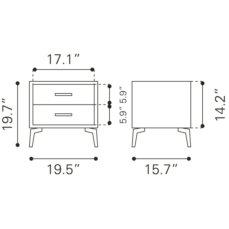 Zuo Halle 109623 Side Table - Grey IMAGE 11