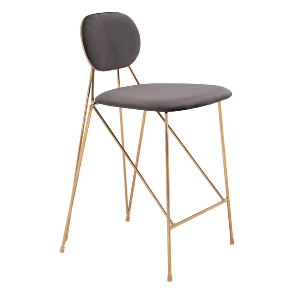 Zuo Georges 109662 Counter Stool - Grey & Gold IMAGE 1