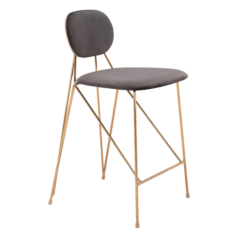 Zuo Georges 109662 Counter Stool - Grey & Gold IMAGE 1