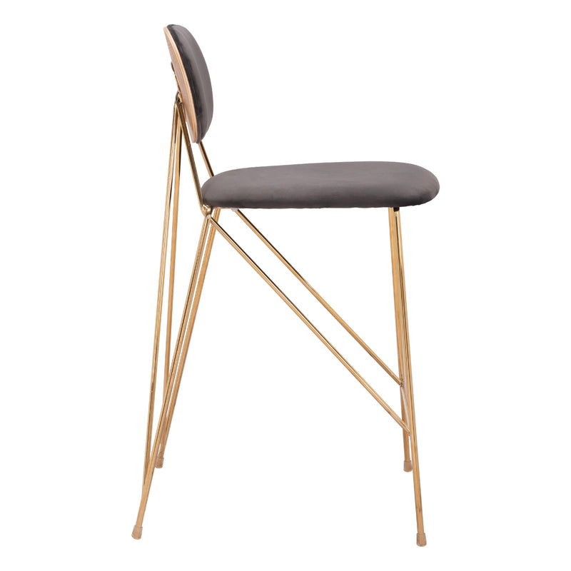 Zuo Georges 109662 Counter Stool - Grey & Gold IMAGE 2