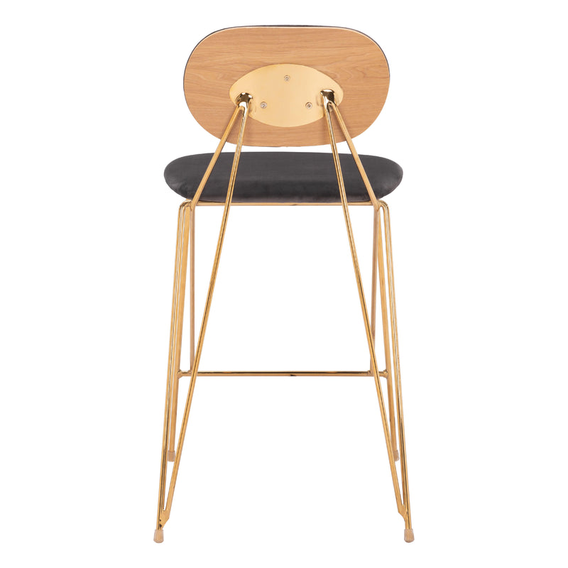 Zuo Georges 109662 Counter Stool - Grey & Gold IMAGE 4