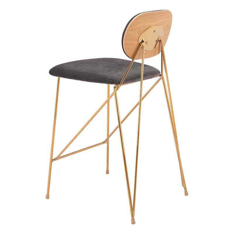 Zuo Georges 109662 Counter Stool - Grey & Gold IMAGE 5