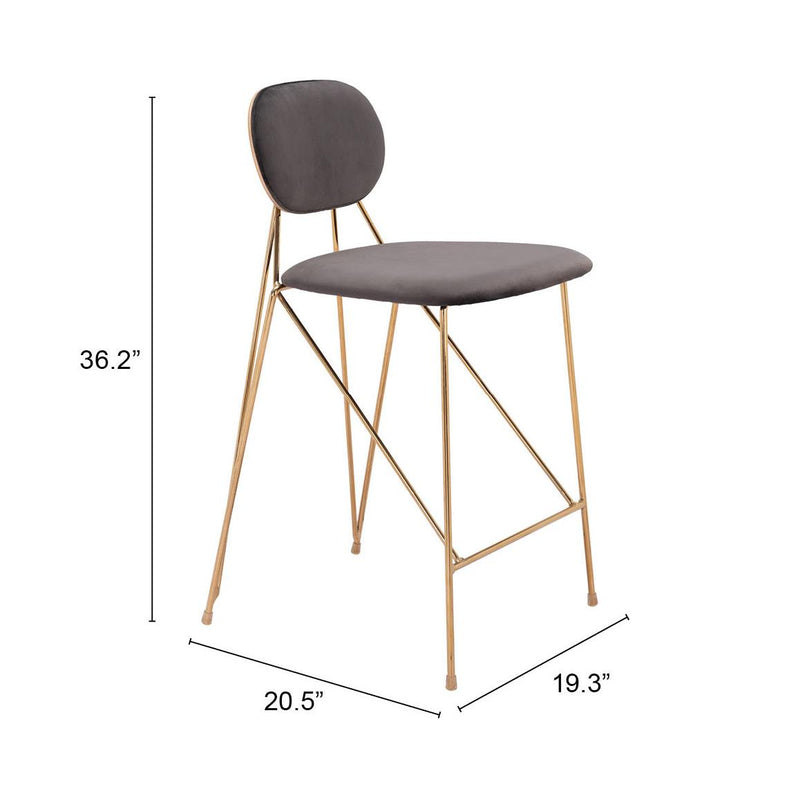 Zuo Georges 109662 Counter Stool - Grey & Gold IMAGE 8