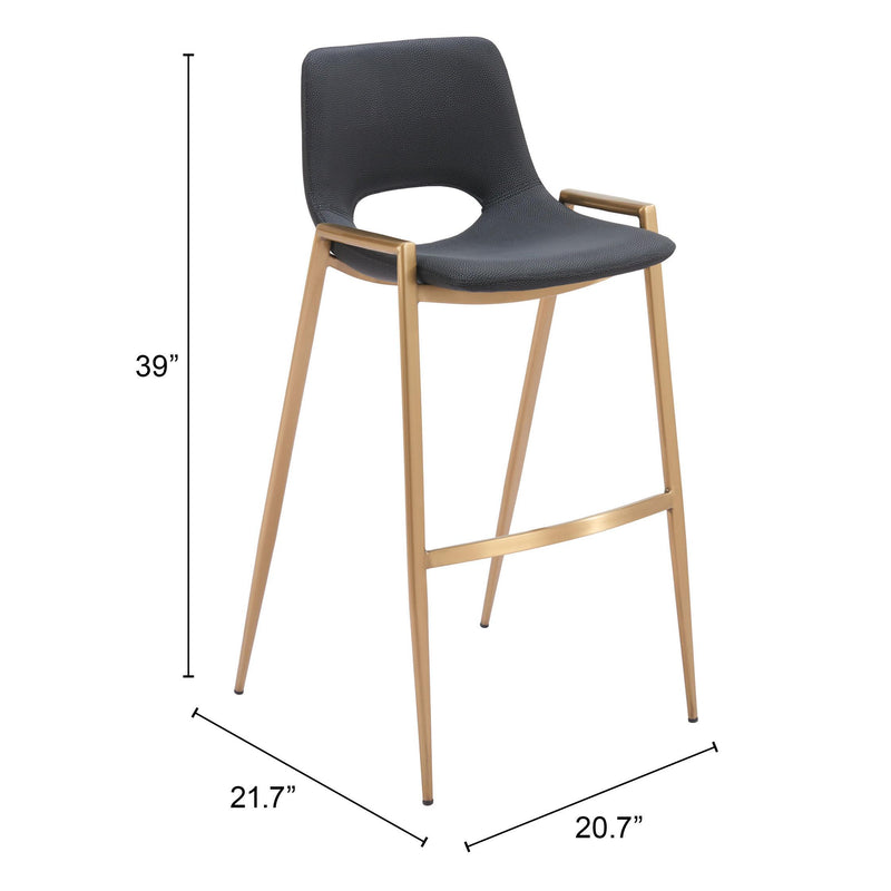 Zuo Desi 109555 Barstool - Black & Gold IMAGE 9