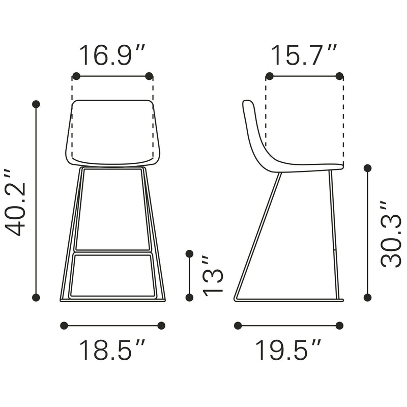 Zuo Adele 109503 Barstool - Black & Gold IMAGE 10