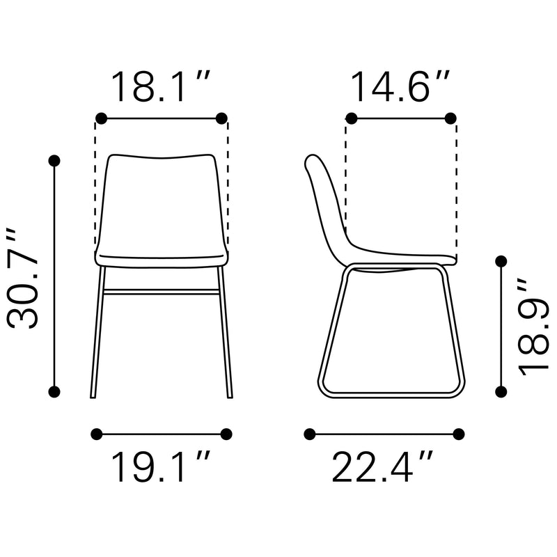 Zuo Smart 109651 Dining Chair - Ivory IMAGE 12
