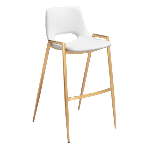 Zuo Desi 109556 Barstool - White & Gold IMAGE 1
