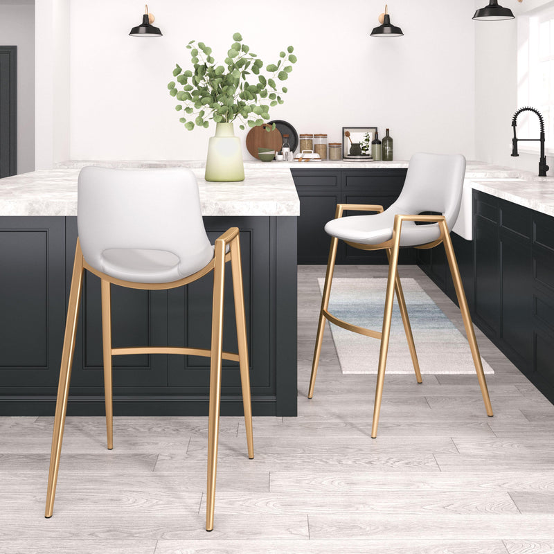 Zuo Desi 109556 Barstool - White & Gold IMAGE 7