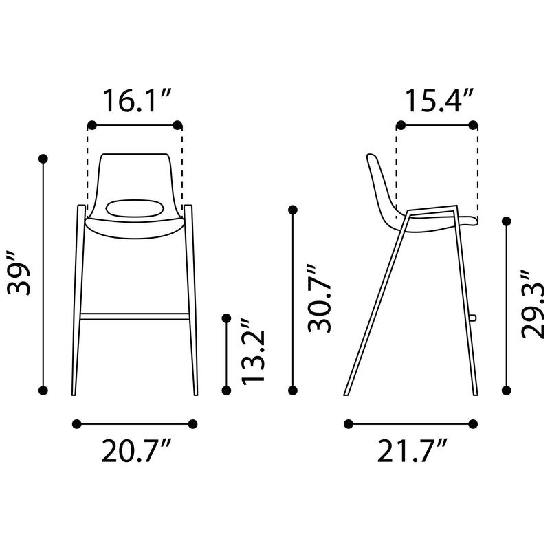 Zuo Desi 109734 Barstool - Brown & Walnut IMAGE 9