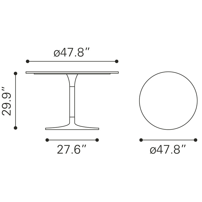 Zuo Star City 109446 Dining Table - Grey & Silver IMAGE 9
