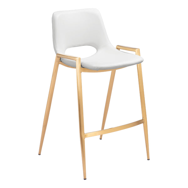 Zuo Desi 109553 Counter Stool - White & Gold IMAGE 1
