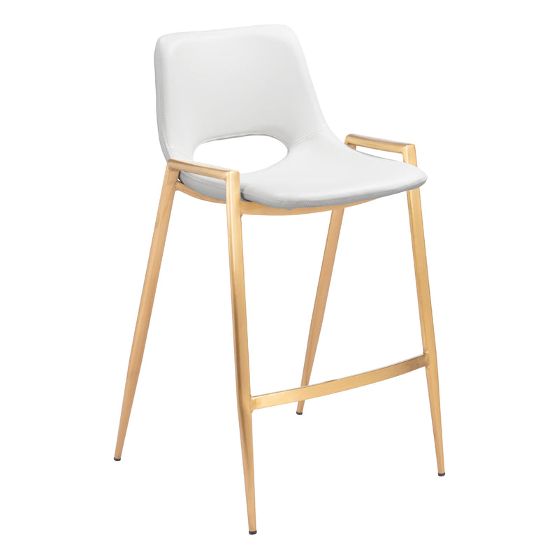 Zuo Desi 109553 Counter Stool - White & Gold IMAGE 1